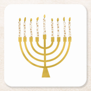 Menorah Hanukkah Candles Festlich Menorah Candles  Rechteckiger Pappuntersetzer