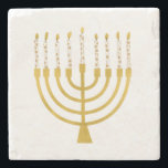 Menorah Hanukkah Candles Festlich Menorah Candles  Steinuntersetzer<br><div class="desc">Imitate Goldfolie menorah Kerzen für Ihre Hanukka Feier. Whimsical menorah Illustration mit weißen Sternen bedeckte Himmelskerzen auf einem Imitat Gold menorah Kerzenständer. Minimalistische menorah elegante Starry Hanukkah illustrierte Design Geschenke und Papierprodukte.</div>