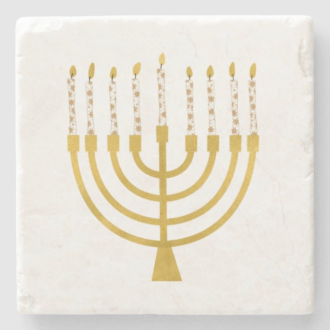 Menorah Hanukkah Candles Festlich Menorah Candles  Steinuntersetzer (Vorderseite)