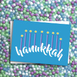 Menorah Hanukkah Candles Star von David Blue Feiertagskarte<br><div class="desc">Unterkunft thematisch von Umua entworfen. Gedruckt und ausgeliefert von Zazzle oder ihren Partnern.</div>