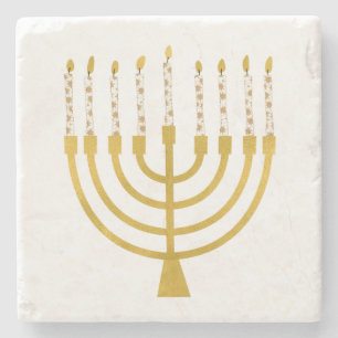 Menorah Hanukkah Celestial Candles Wedding Steinuntersetzer