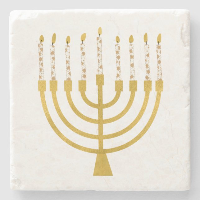 Menorah Hanukkah Celestial Candles Wedding Steinuntersetzer (Vorderseite)