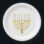 Menorah Hanukkah Celestial Candles Zeichnend Hochz Pappteller<br><div class="desc">Imitate Goldfolie menorah Kerzen für Ihre Hanukka Feier. Whimsical menorah Illustration mit weißen Sternen bedeckte Himmelskerzen auf einem Imitat Gold menorah Kerzenständer. Menorah elegante Sterne Hochzeit Hanukkah illustrierte Design Geschenke und Papierprodukte.</div>