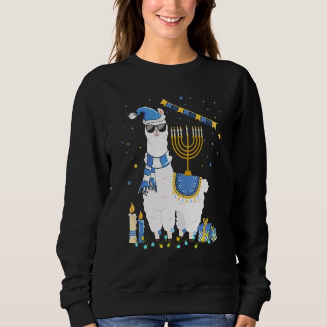 Menorah Hanukkah Llama Cute Alpaca Chanukah Holida Sweatshirt (Vorderseite)