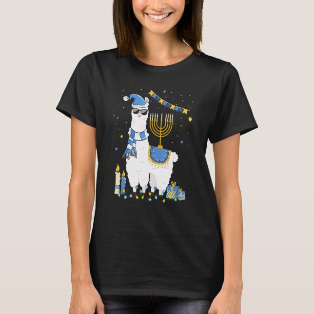 Menorah Hanukkah Llama Cute Alpaca Chanukah Holida T-Shirt (Vorderseite)
