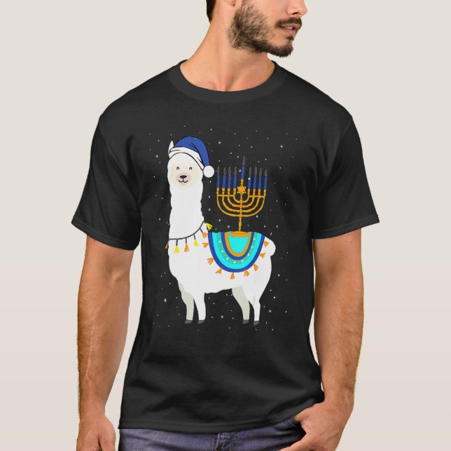 Menorah Hanukkah Llama Niedlich Alpaca Chanukah Ch T-Shirt (Vorderseite)
