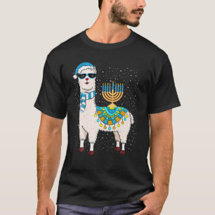 Menorah Hanukkah Llama Niedlich Alpaca Chanukah Ge T-Shirt
