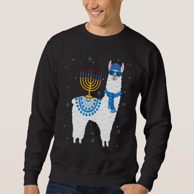 Menorah Hanukkah Llama Niedlich Llama Alpaca Chanu Sweatshirt (Vorderseite)