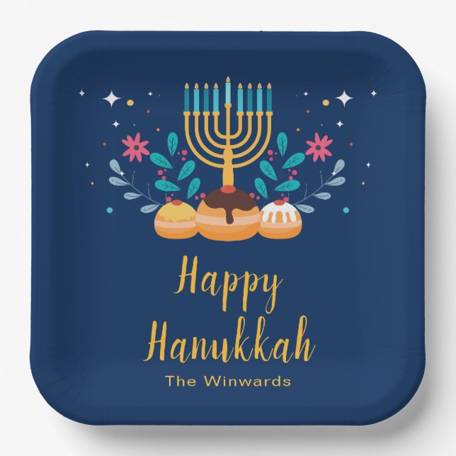 Menorah Hanukkah Party Plates Pappteller (Vorderseite)