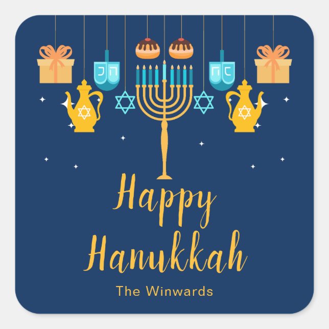 Menorah Hanukkah Party Sticker (Vorderseite)