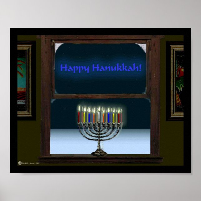 Menorah im Fenster Poster (Vorne)