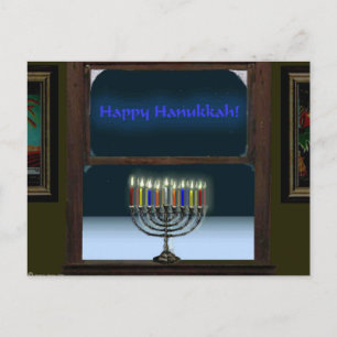 Menorah im Fenster Postkarte