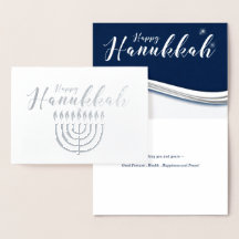 Menorah in Blau und Silver Modern Hanukkah