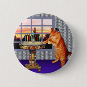 Menorah Katze Button