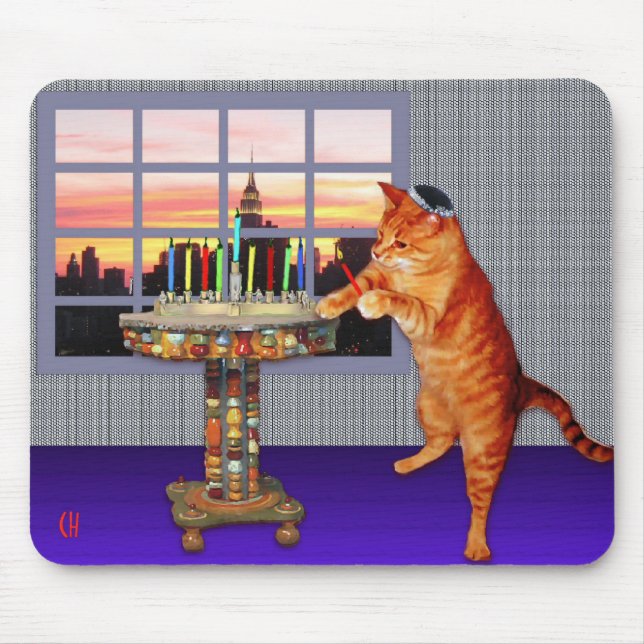 Menorah Katze Mousepad (Vorne)
