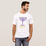 Menorah Mens T-Shirt Purle Gold<br><div class="desc">Menorah Mens T-Shirt Purle Gold Menorah Paleo Hebräische Briefe - Menorah: Mem, Nun, Resh, Hey Mem - Chaos Mighty Blood Nun - Weiter Son Resh - Erste Top Beginning Hey - Sehen Sie Reveal Atemzug H4501 (Strong) מְ נֹ רָ ה נ וֹ מְ רָ ה o-raw', Herren-o-raw' Weibchen von H4500...</div>