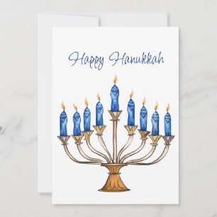 Menorah mit brennenden Kerzen Happy Hanukkah Card