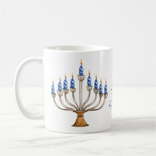 Menorah mit brennenden Kerzen Happy Hanukkah Kaffeetasse