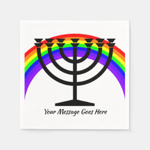 Menorah mit Regenbogen und Text HAMbWG Napkins Serviette