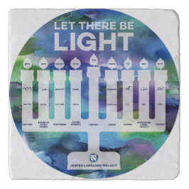 Menorah of Light - "Light" in 9 Jewish languages Töpfeuntersetzer