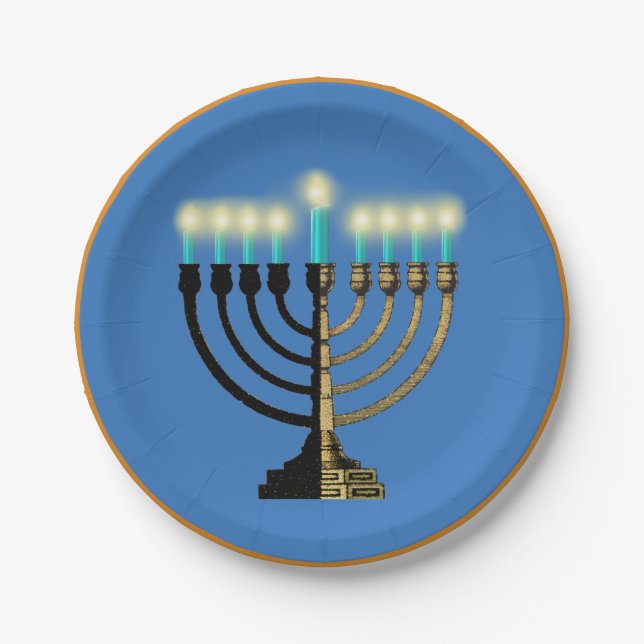 Menorah Pappteller (Vorderseite)