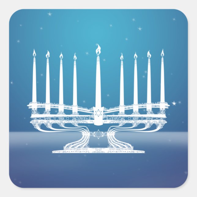 Menorah Quadratischer Aufkleber (Vorderseite)
