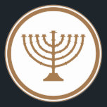 Menorah Runder Aufkleber<br><div class="desc">Dies ist eine Bronze Menorah,  ein traditionelles jüdisches Symbol,  für Hanukkah oder irgendeinen Anlass.</div>