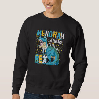 Menorah Saurus Rex Dinosaur Rex  Hanukkah Boys Kid Sweatshirt