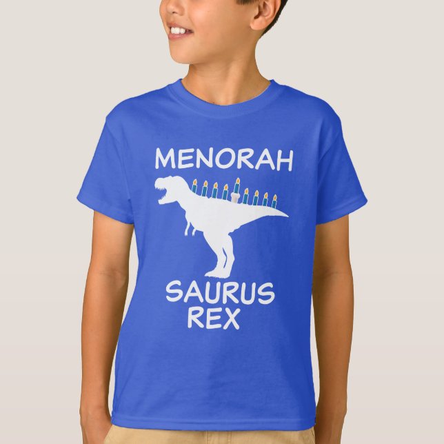 Menorah Saurus Rex jüdisches Chanukka Shirt lustig (Vorderseite)