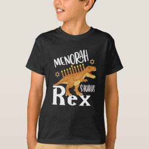 Menorah Saurus T-Rex Happy Hanukka Dinosaur T-Shirt