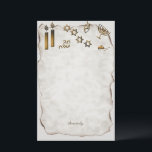 Menorah, Star von David Candles Briefpapier<br><div class="desc">Dieser Schreibblock ist mit einem ansehnlichen Design auf Papyrus mit Kerzen bedruckt,  ein menorah Sterne von David und hebräisch und Sincerely,  Ihren Namen oder den Namen der Person,  der Sie dieses Papier zu schenken.</div>
