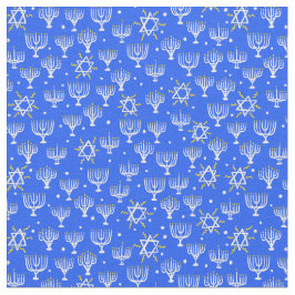 Menorah Star von David Hanukkah Pattern Blue White Stoff