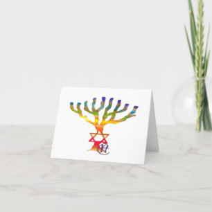 Menorah Tree Hanukkah Card Dankeskarte