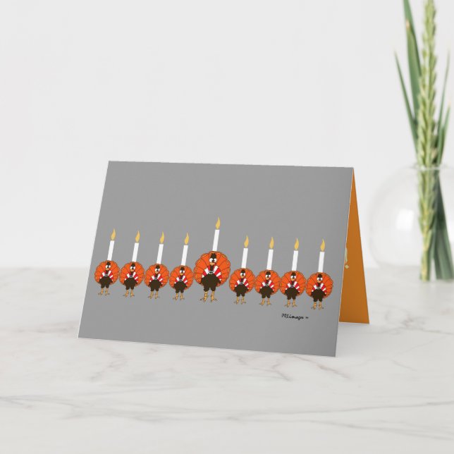 Menorah Truthähne glückliche Thanksgivukkah Feiertagskarte (Vorderseite)