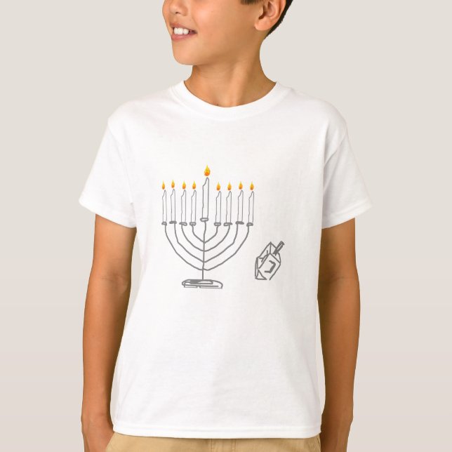 Menorah u. Dreidel T-Shirt (Vorderseite)