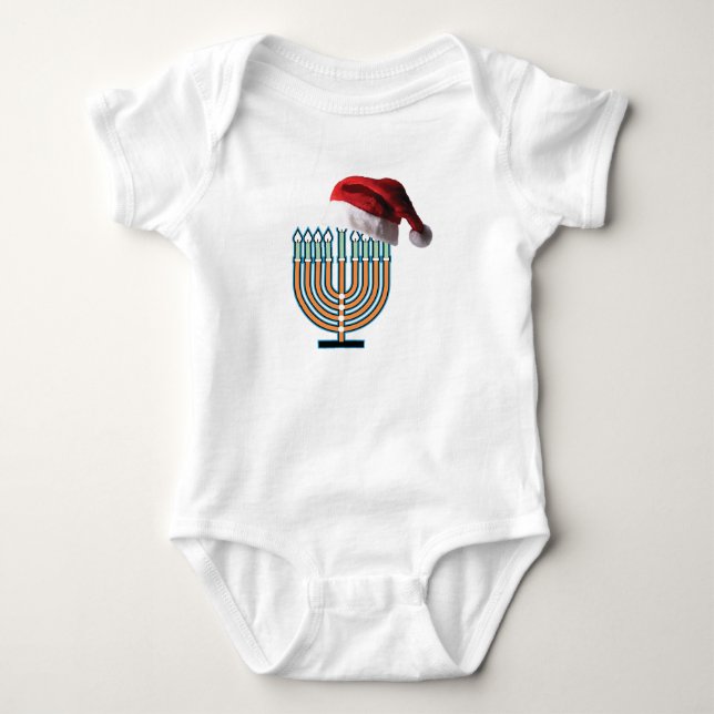 Menorah und Santa Claus Hat Baby Strampler (Vorderseite)