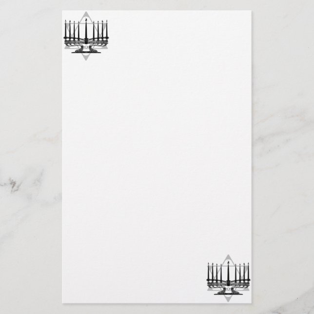 Menorah und Stern Briefpapier (Vorderseite)