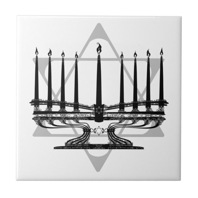 Menorah und Stern Fliese (Vorderseite)