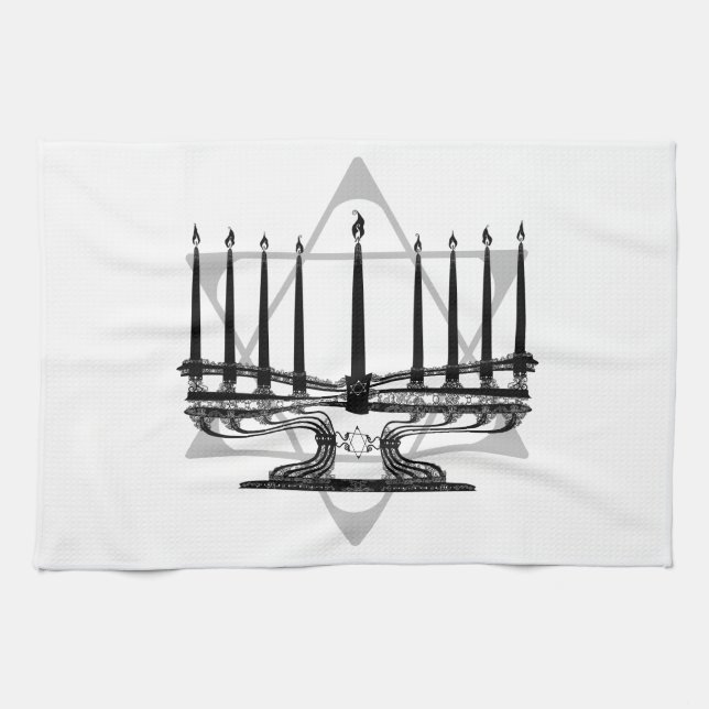 Menorah und Stern I Geschirrtuch (Horizontal)