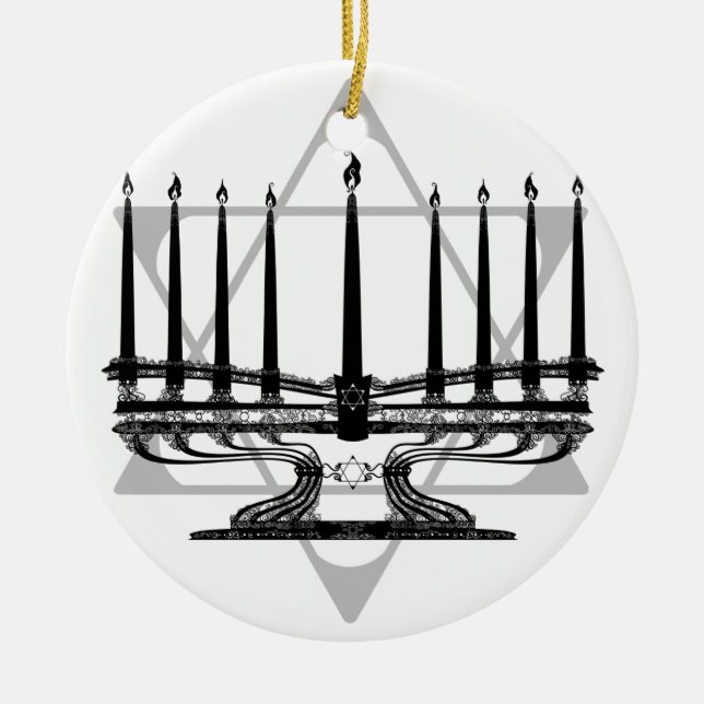 Menorah und Stern I Keramik Ornament (Vorne)