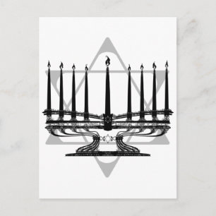 Menorah und Stern Postkarte