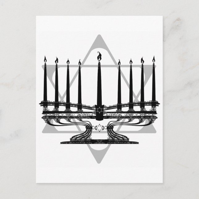Menorah und Stern Postkarte (Vorderseite)