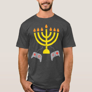 Menorah Video Game Controller Gamer Hanukkah Boys T-Shirt