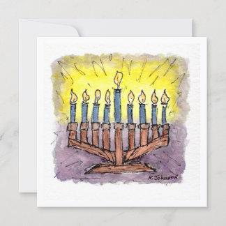Menorah Watercolor Hanukkah Card Karte