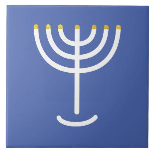 Menorah White Gold Blue Fliese