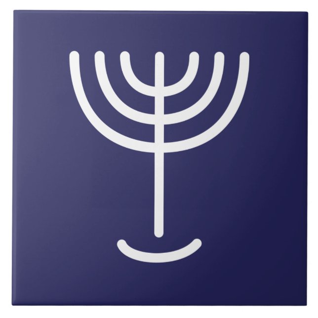 Menorah White Navy Fliese (Vorderseite)