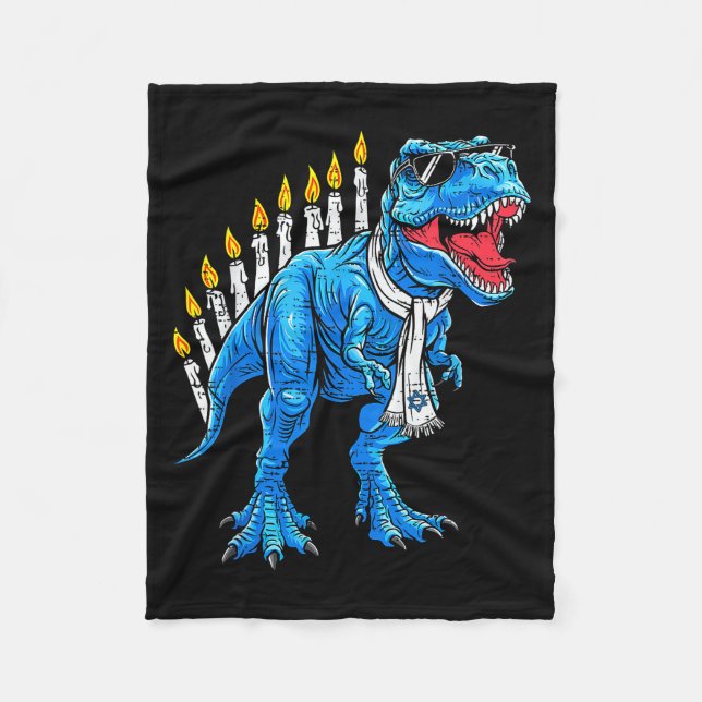 Menorasaurus Chanukka T Rex Dinosaur Dino Hanukka Fleecedecke (Vorderseite)