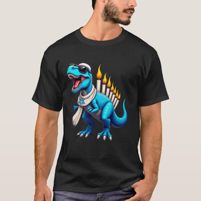 Menorasaurus Dinosaur Menorah Hanukkah jüdische Ki T-Shirt (Vorderseite)