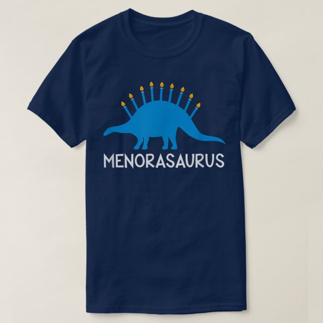 Menorasaurus Funny Hanukkah Dinosaur Menorah T-Shirt (Design vorne)