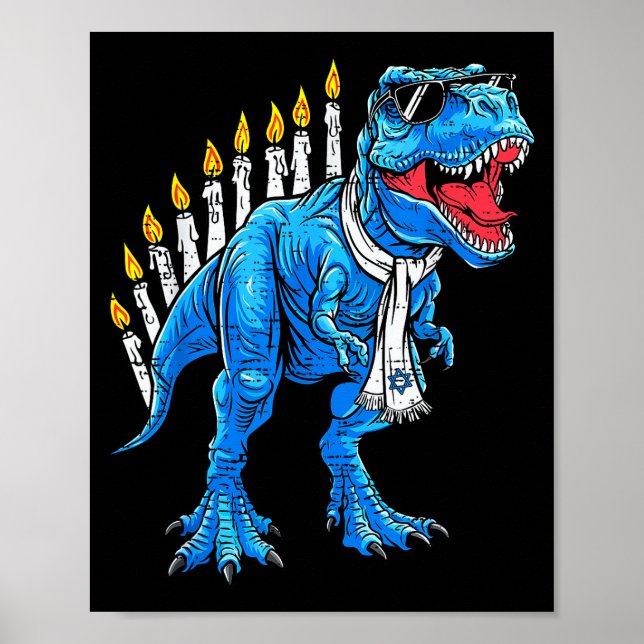 Menorasaurus Hanukkah T Rex Dinosaur Dino Chanukah Poster (Vorne)